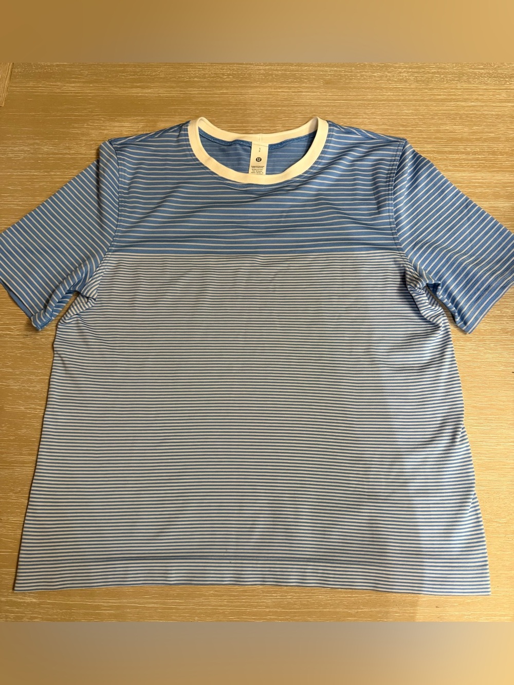 Lululemon Swiftly Tech Short Sleeve Shirt Colorblock Stripe Blue and White S